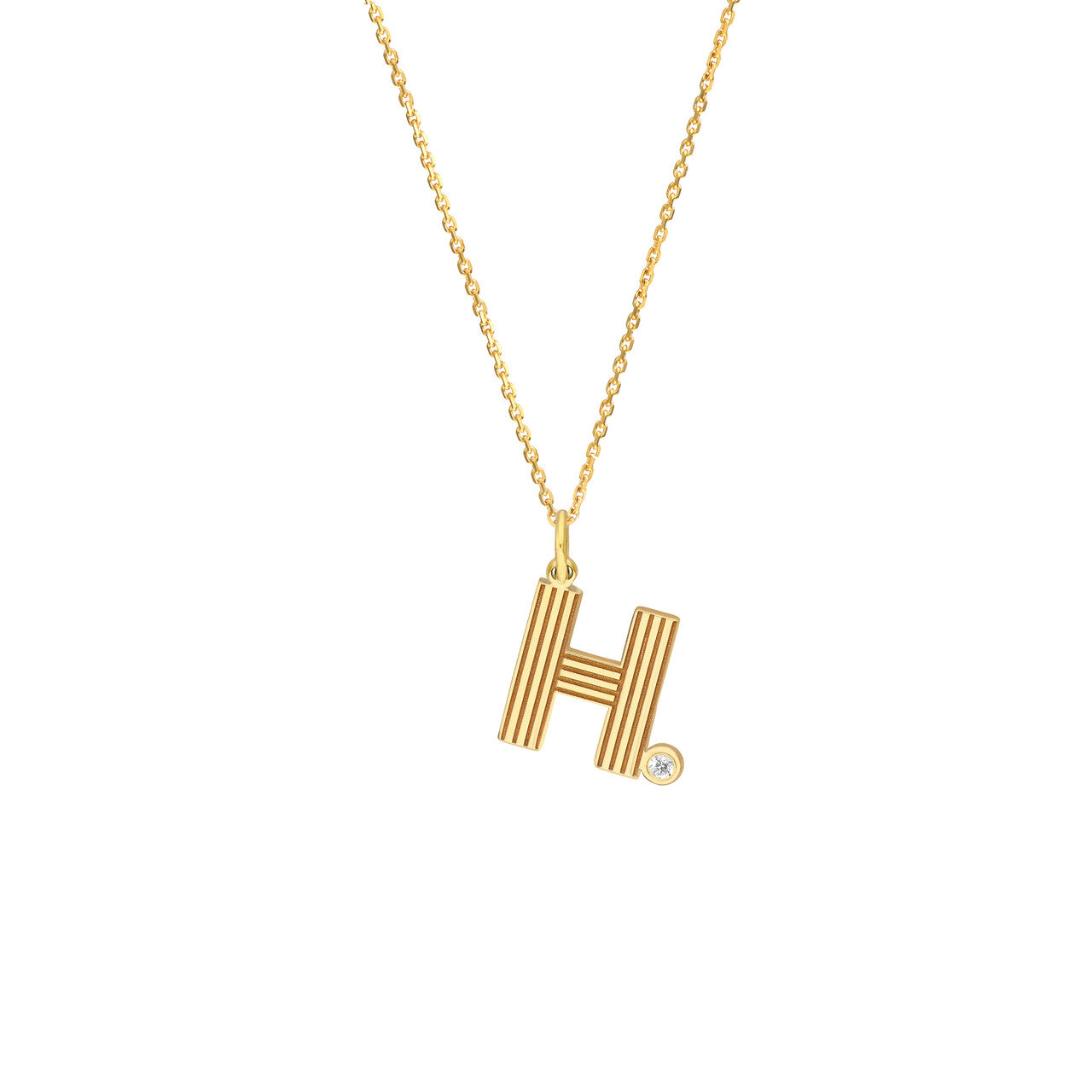 Retro Initial Necklace with Diamond