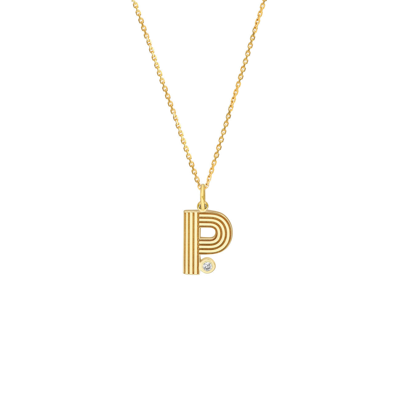 Retro Initial Necklace with Diamond