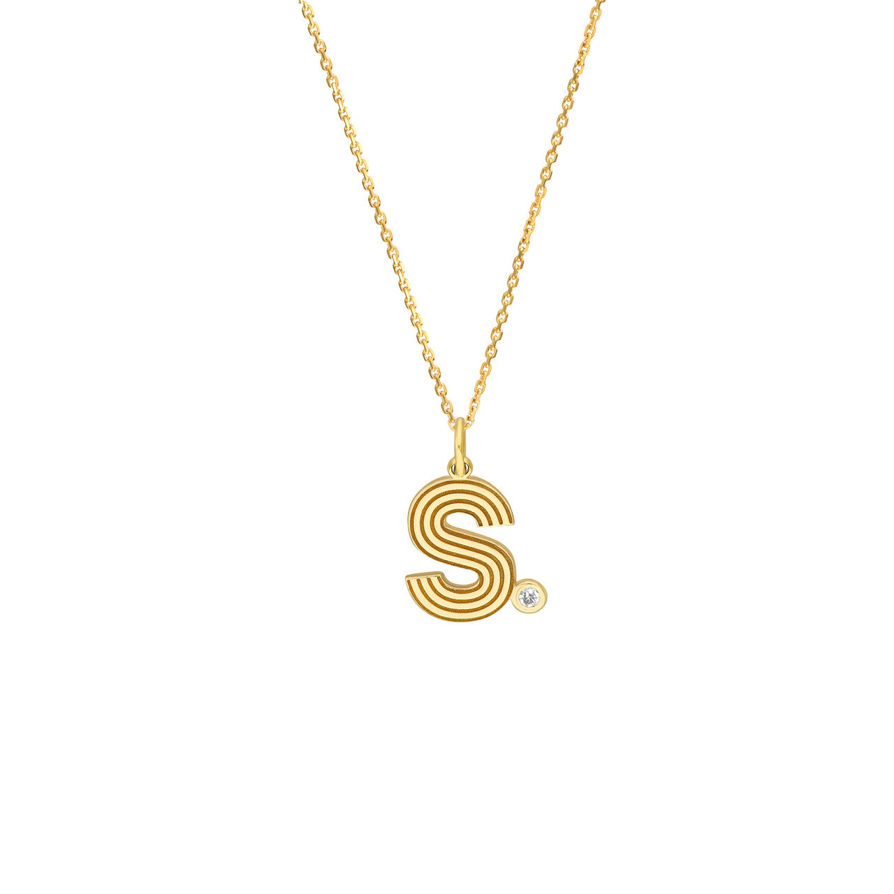 Retro Initial Necklace with Diamond