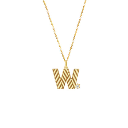 Retro Initial Necklace with Diamond