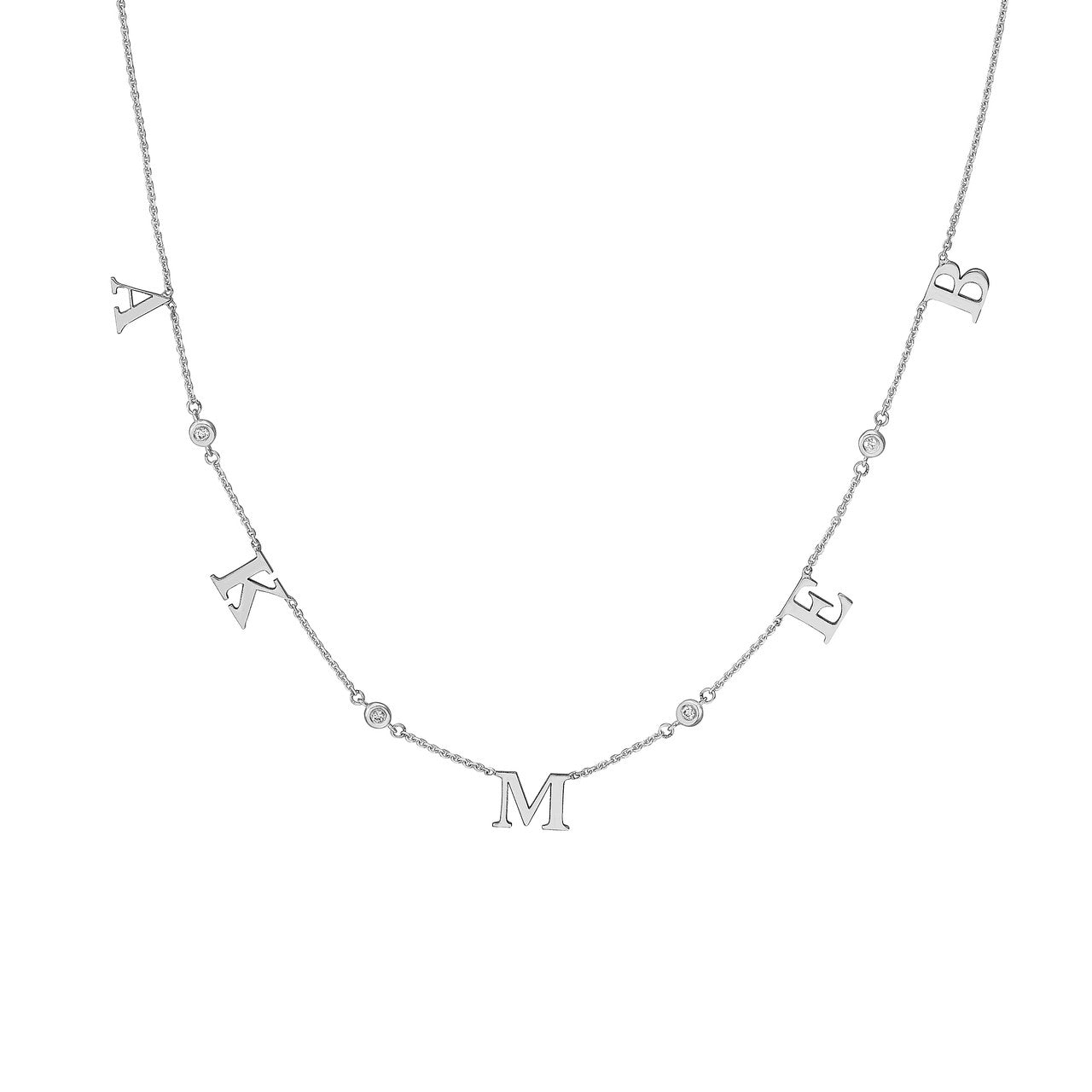 Collier station avec initiale et lunette en diamant