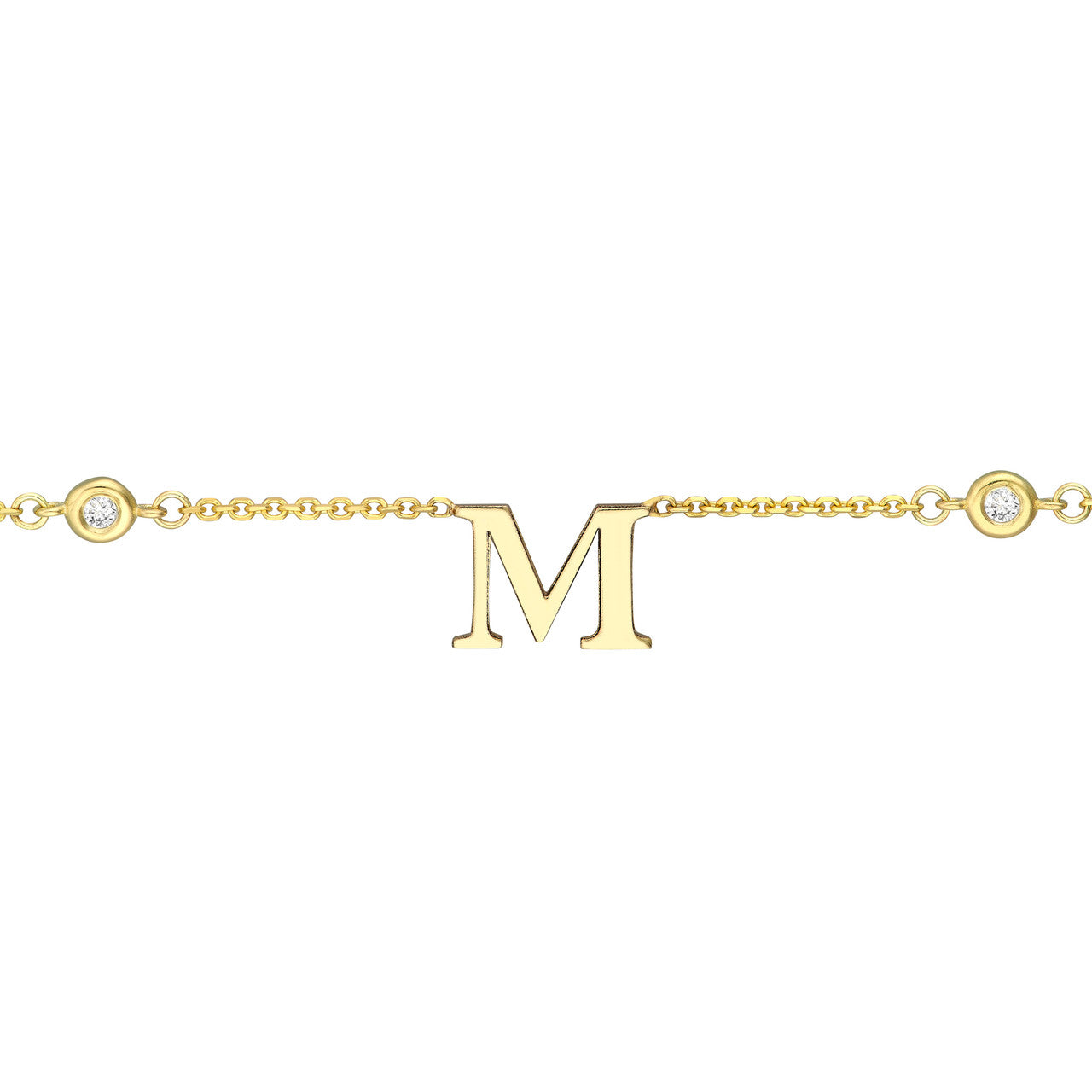 Collier station avec initiale et lunette en diamant