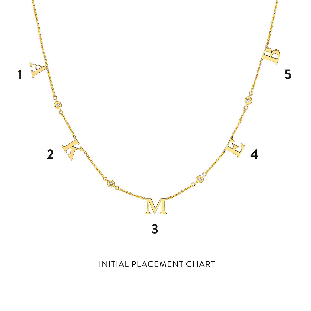 Initial & Diamond Bezel Station Necklace