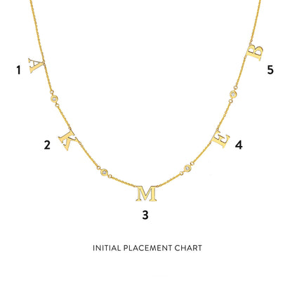 Collier station avec initiale et lunette en diamant