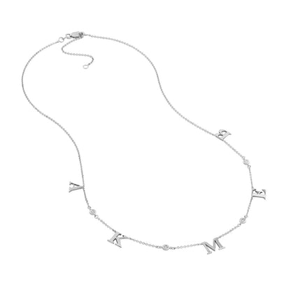 Collier station avec initiale et lunette en diamant