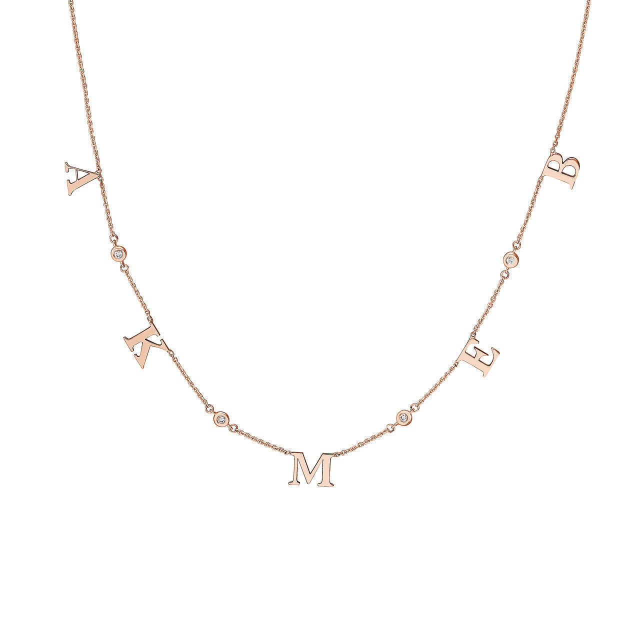 Collier station avec initiale et lunette en diamant