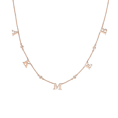 Initial & Diamond Bezel Station Necklace