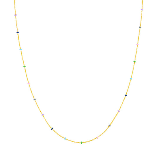 Colored Enamel Bead Saturn Chain Necklace