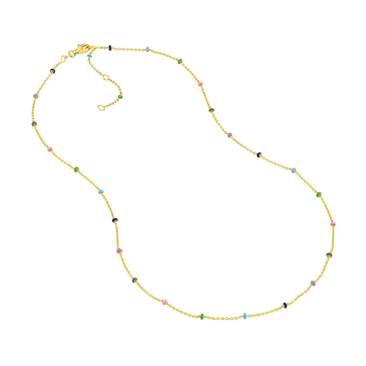 Collier chaîne Saturne en perles d'émail colorées