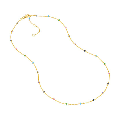 Collier chaîne Saturne en perles d'émail colorées