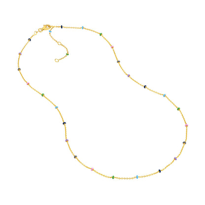 Colored Enamel Bead Saturn Chain Necklace