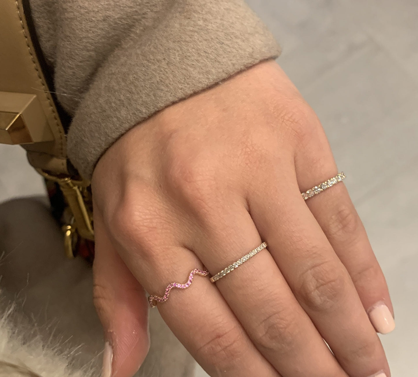 Pink Sapphire Wave Ring