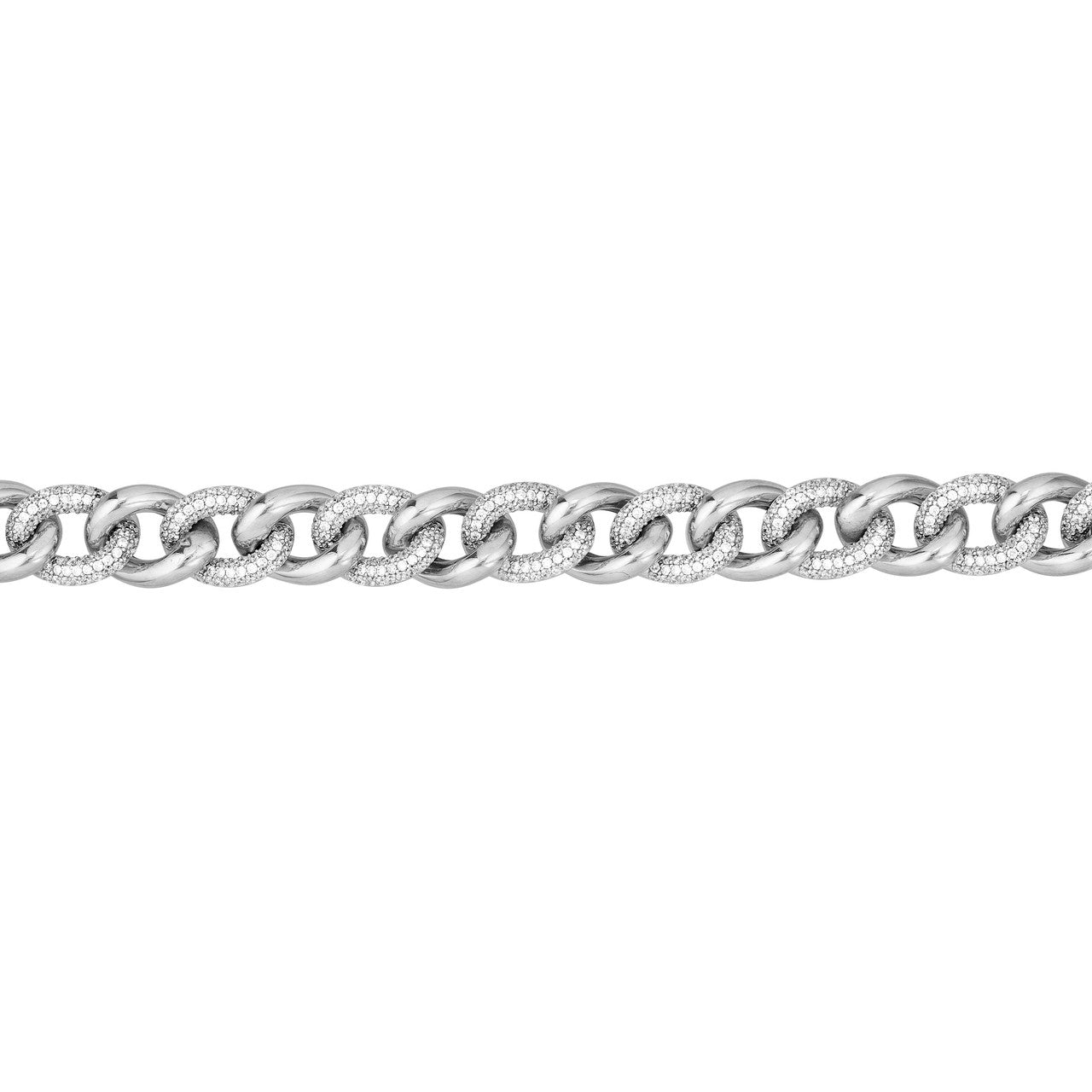 Sterling Silver CZ and Polished Curb Link Bracelet