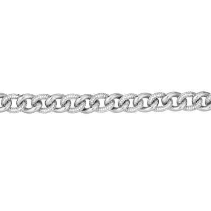 Sterling Silver CZ and Polished Curb Link Bracelet