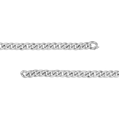 Sterling Silver CZ and Polished Curb Link Bracelet