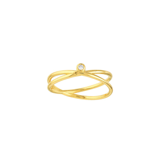 Bague croisée délicate en diamant