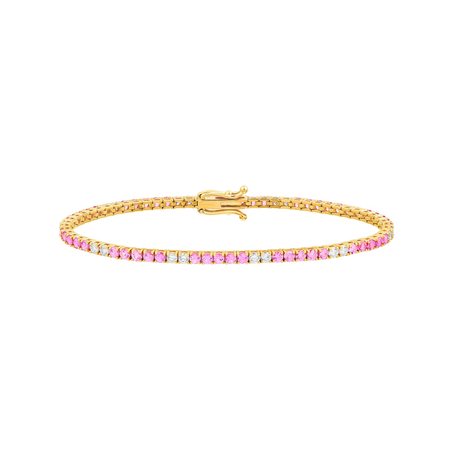 Diamond & Pink Sapphire Tennis Bracelet
