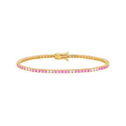 Diamond & Pink Sapphire Tennis Bracelet
