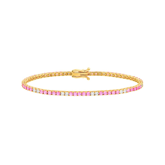 Diamond & Pink Sapphire Tennis Bracelet