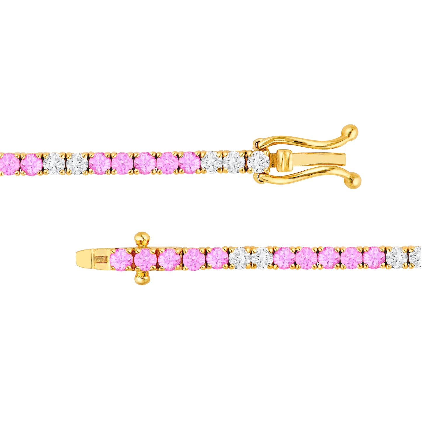 Diamond & Pink Sapphire Tennis Bracelet