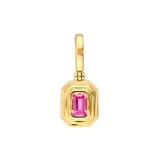 Bezel Emerald Cut Pink Sapphire Pendant