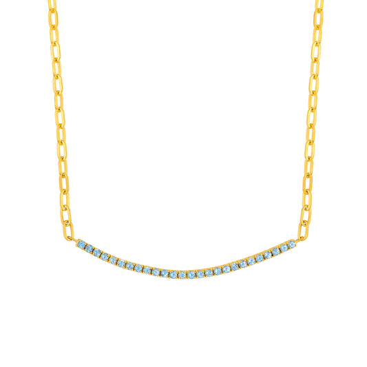 Aquamarine Paperclip Tennis Necklace
