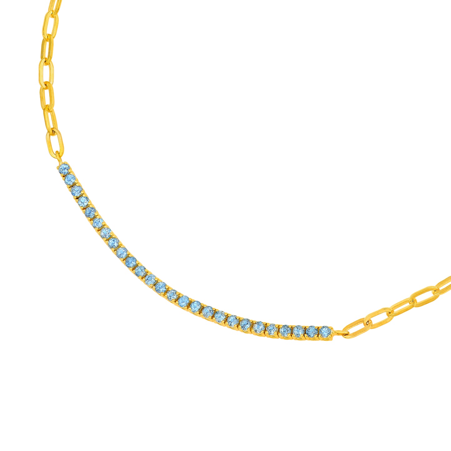 Aquamarine Paperclip Tennis Necklace