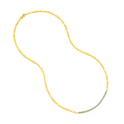 Aquamarine Paperclip Tennis Necklace
