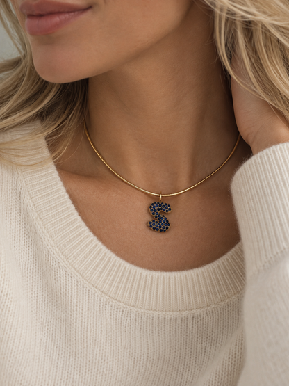Sapphire Bubble Letter Pendant