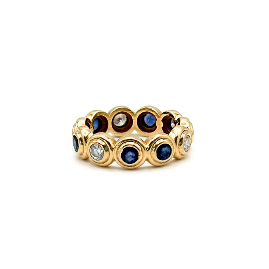 Bezel Bubble Sapphire & Diamond Ring