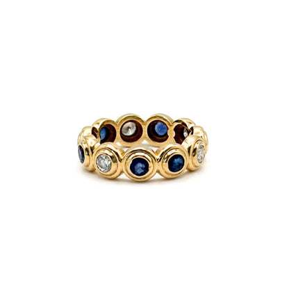 Bezel Bubble Sapphire & Diamond Ring