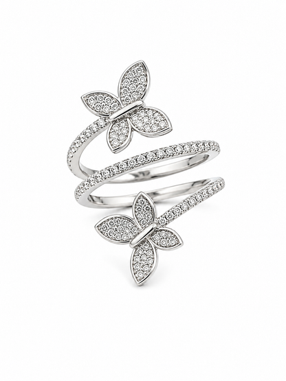 Twisted Diamond Pavé Butterfly Ring