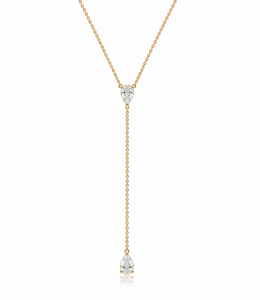 Double Pear Lab Diamond Lariat