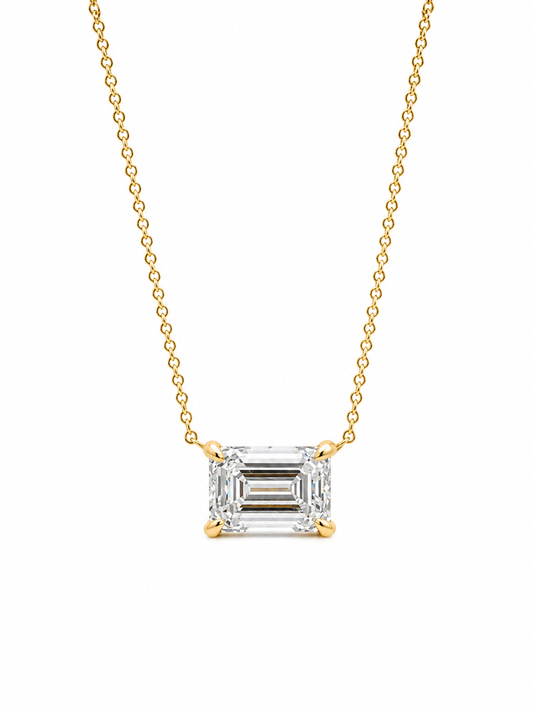 Horizontal Emerald Cut Lab Diamond Necklace
