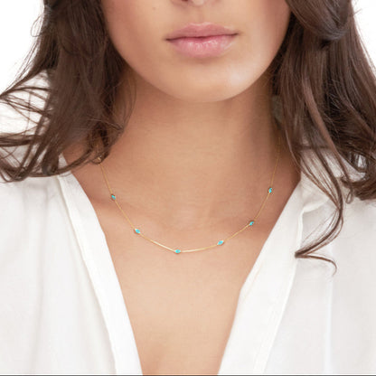 Enamel Evil Eye Station Necklace