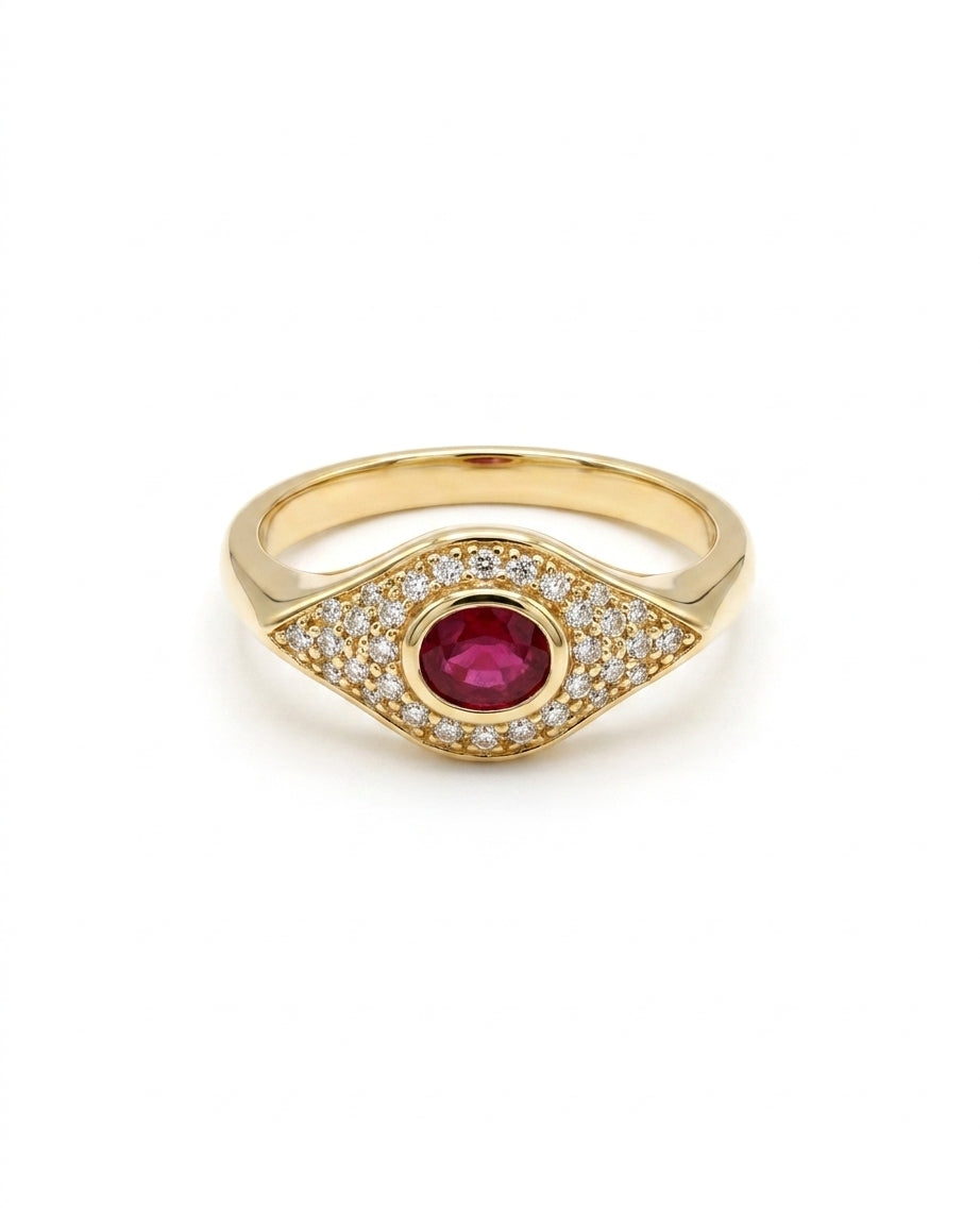 Evil Eye Ruby Diamond Ring