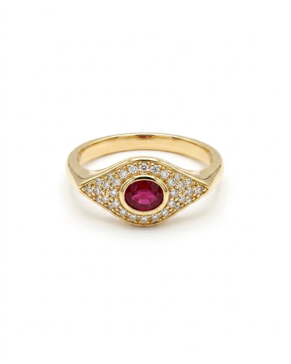 Evil Eye Ruby Diamond Ring