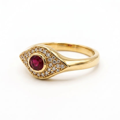 Evil Eye Ruby Diamond Ring