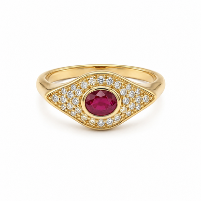Evil Eye Ruby Diamond Ring