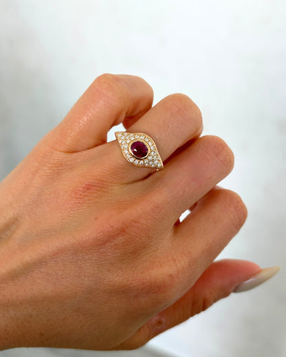 Evil Eye Ruby Diamond Ring