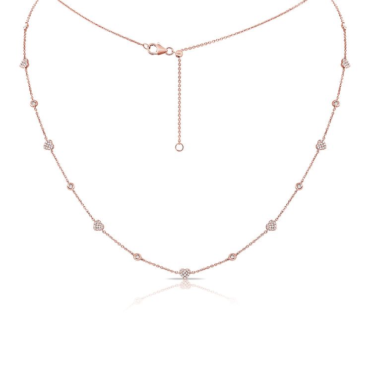 Collier station de diamants coeur et amour