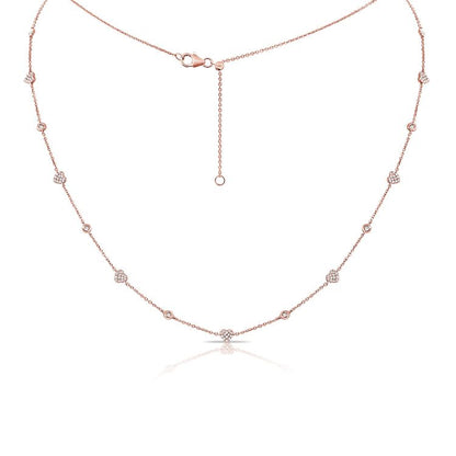 Collier station de diamants coeur et amour