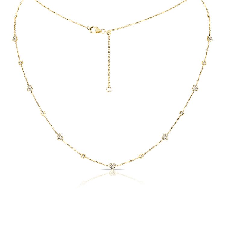 Collier station de diamants coeur et amour