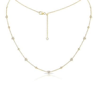 Collier station de diamants coeur et amour