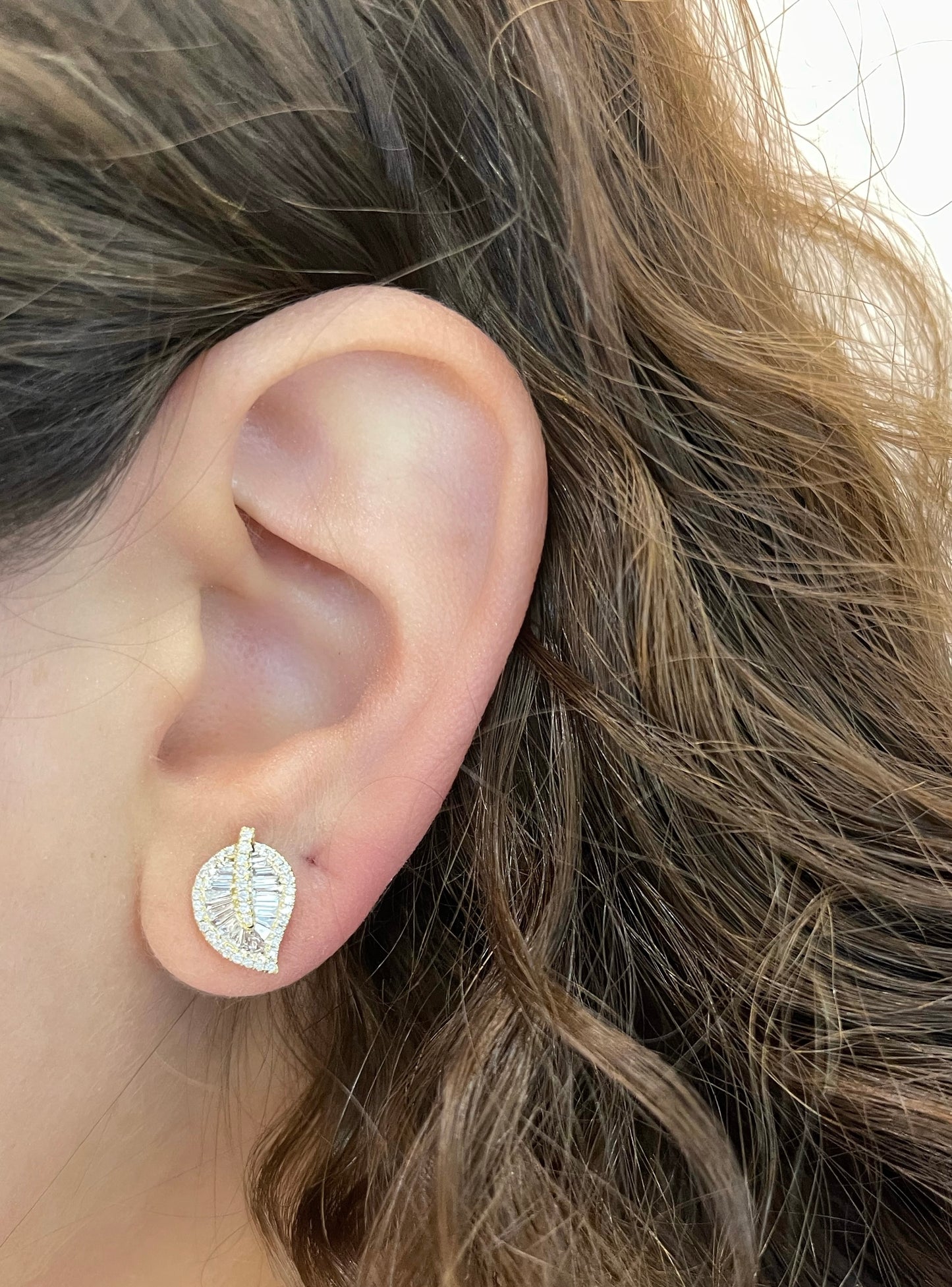 Baguette Leaf Studs