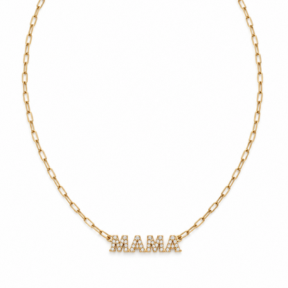 Mama Diamond Paperclip Necklace