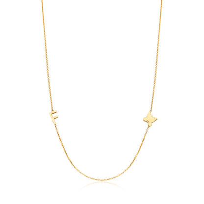 Mini Initial Necklace with Butterfly