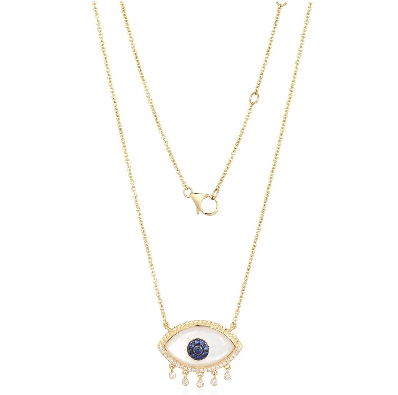 Collier de diamants en nacre et mauvais œil