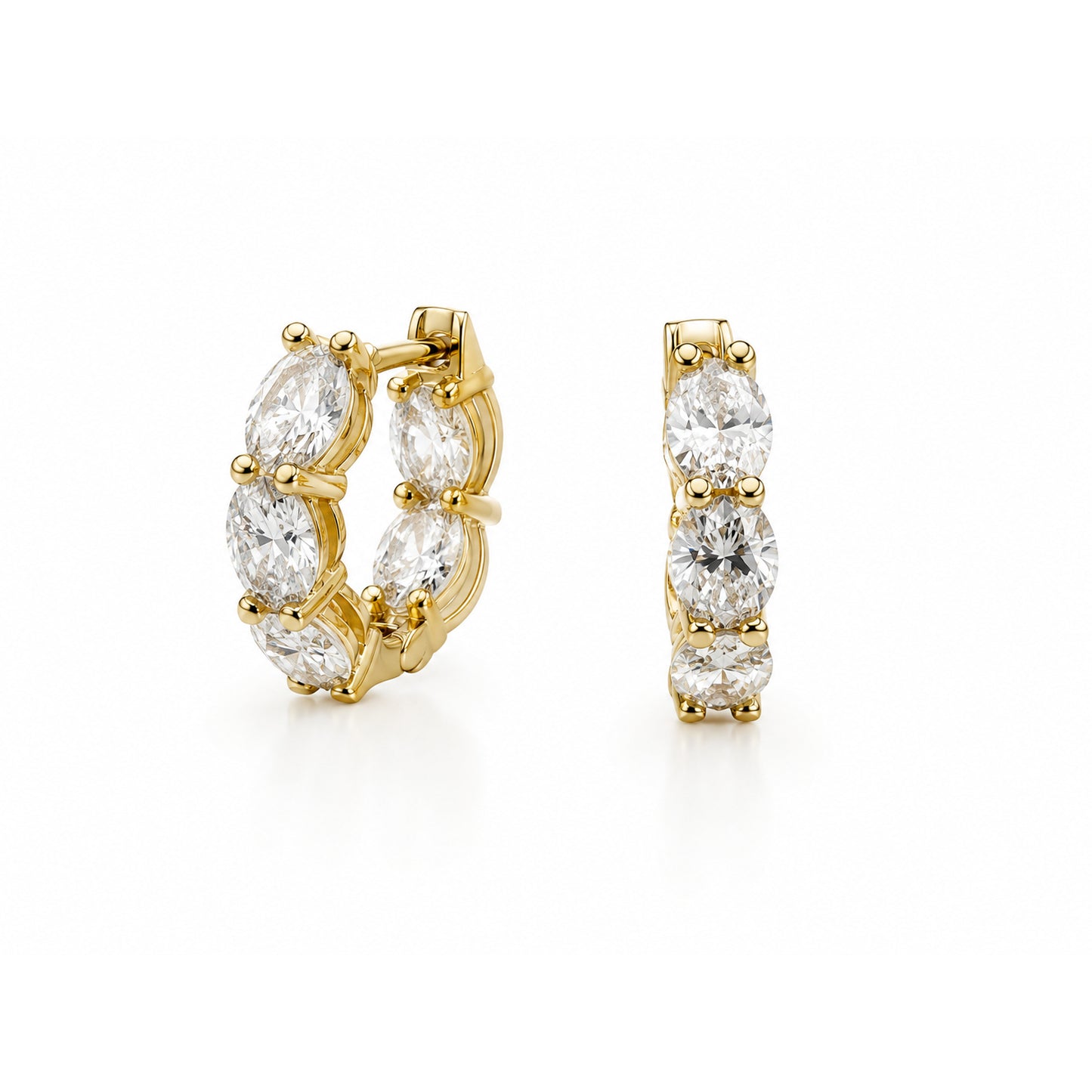 Oval Diamond Huggies