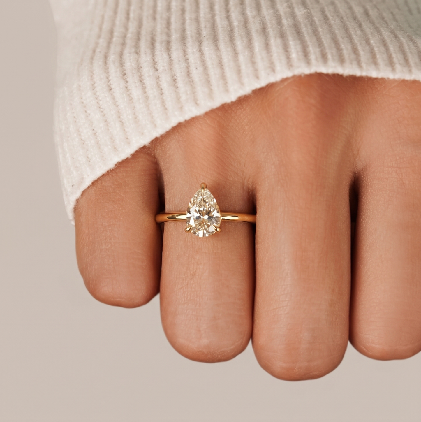Heirloom Pear Diamond Pinky Ring